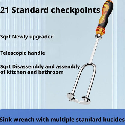 🛠️🛠️21-in-1 Telescopic Multifunctional Sink & Faucet Installer Wrench