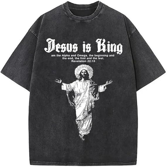 Men's Christian Shirt Featuring a Vintage Bible Print on Washed Cotton in a Relaxed fit, Suitable for Any Occasion