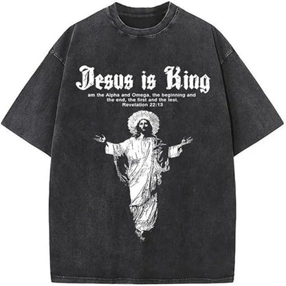 Men's Christian Shirt Featuring a Vintage Bible Print on Washed Cotton in a Relaxed fit, Suitable for Any Occasion