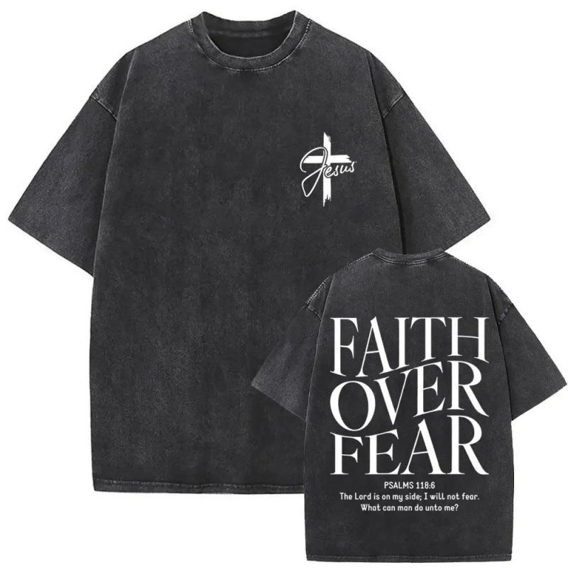 Men's Christian Shirt Featuring a Vintage Bible Print on Washed Cotton in a Relaxed fit, Suitable for Any Occasion