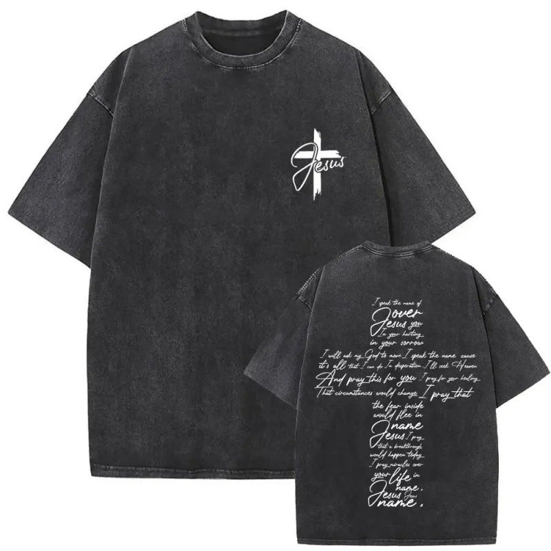 Men's Christian Shirt Featuring a Vintage Bible Print on Washed Cotton in a Relaxed fit, Suitable for Any Occasion