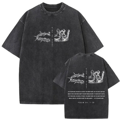 Men's Christian Shirt Featuring a Vintage Bible Print on Washed Cotton in a Relaxed fit, Suitable for Any Occasion