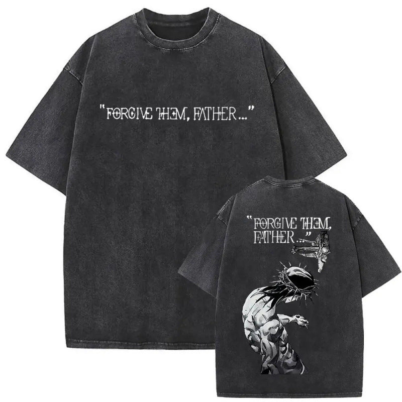 Men's Christian Shirt Featuring a Vintage Bible Print on Washed Cotton in a Relaxed fit, Suitable for Any Occasion