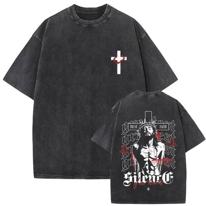 Men's Christian Shirt Featuring a Vintage Bible Print on Washed Cotton in a Relaxed fit, Suitable for Any Occasion