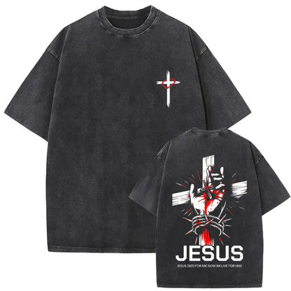 Men's Christian Shirt Featuring a Vintage Bible Print on Washed Cotton in a Relaxed fit, Suitable for Any Occasion