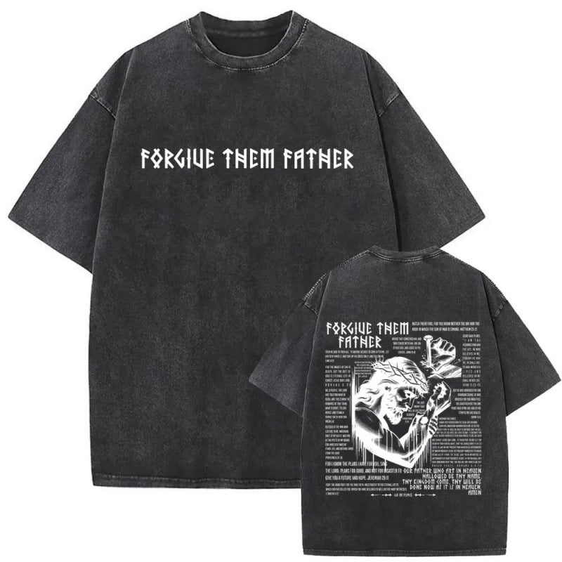 Men's Christian Shirt Featuring a Vintage Bible Print on Washed Cotton in a Relaxed fit, Suitable for Any Occasion