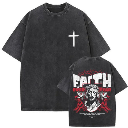 Men's Christian Shirt Featuring a Vintage Bible Print on Washed Cotton in a Relaxed fit, Suitable for Any Occasion