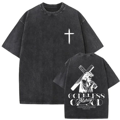 Men's Christian Shirt Featuring a Vintage Bible Print on Washed Cotton in a Relaxed fit, Suitable for Any Occasion