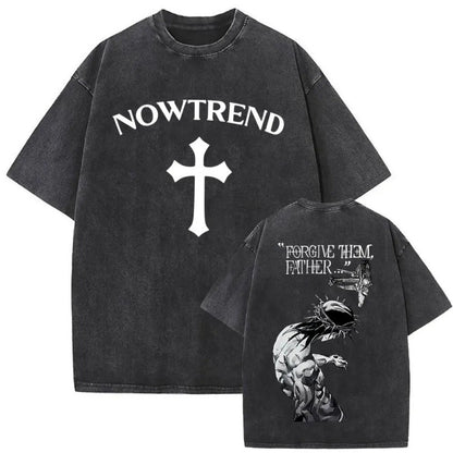 Men's Christian Shirt Featuring a Vintage Bible Print on Washed Cotton in a Relaxed fit, Suitable for Any Occasion
