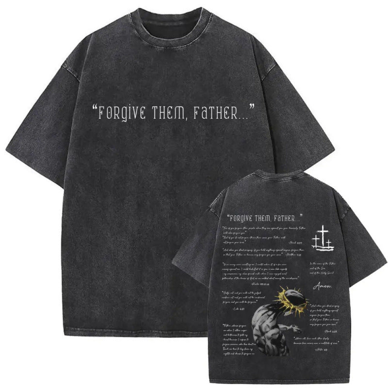 Men's Christian Shirt Featuring a Vintage Bible Print on Washed Cotton in a Relaxed fit, Suitable for Any Occasion