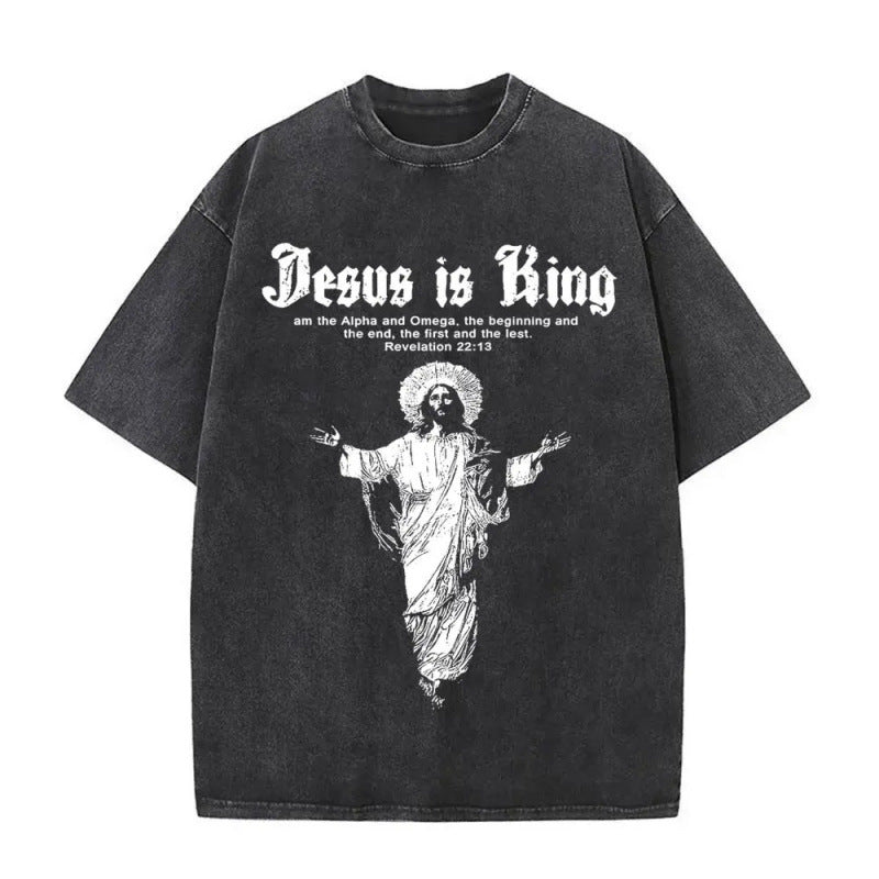 Men's Christian Shirt Featuring a Vintage Bible Print on Washed Cotton in a Relaxed fit, Suitable for Any Occasion