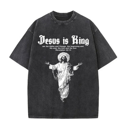 Men's Christian Shirt Featuring a Vintage Bible Print on Washed Cotton in a Relaxed fit, Suitable for Any Occasion