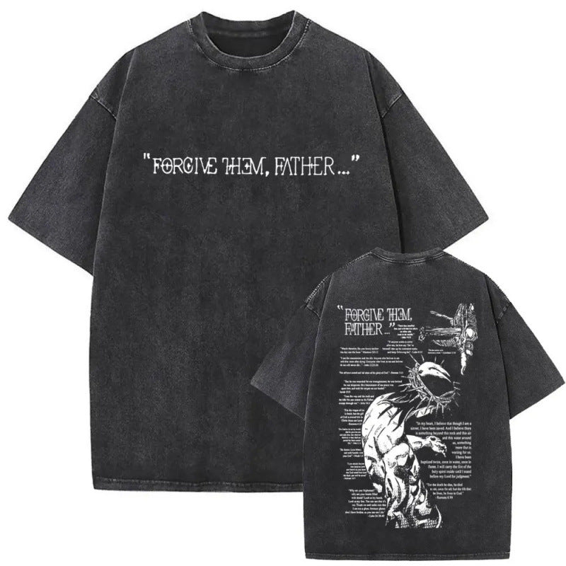 Men's Christian Shirt Featuring a Vintage Bible Print on Washed Cotton in a Relaxed fit, Suitable for Any Occasion