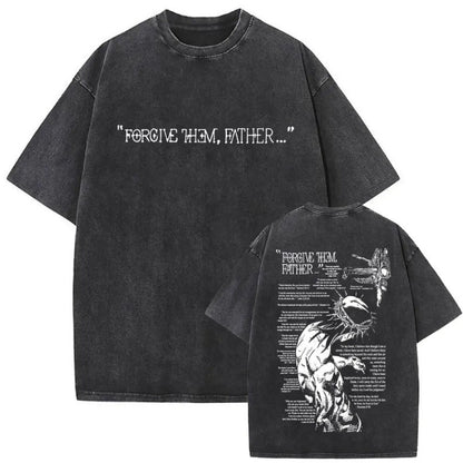 Men's Christian Shirt Featuring a Vintage Bible Print on Washed Cotton in a Relaxed fit, Suitable for Any Occasion