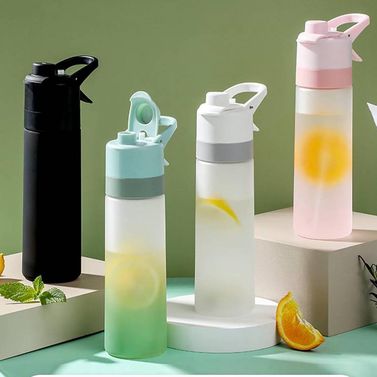 Tritan Water Bottle, Direct Drinking, Portable Mist, Matte Fabric, Spraying, Handle