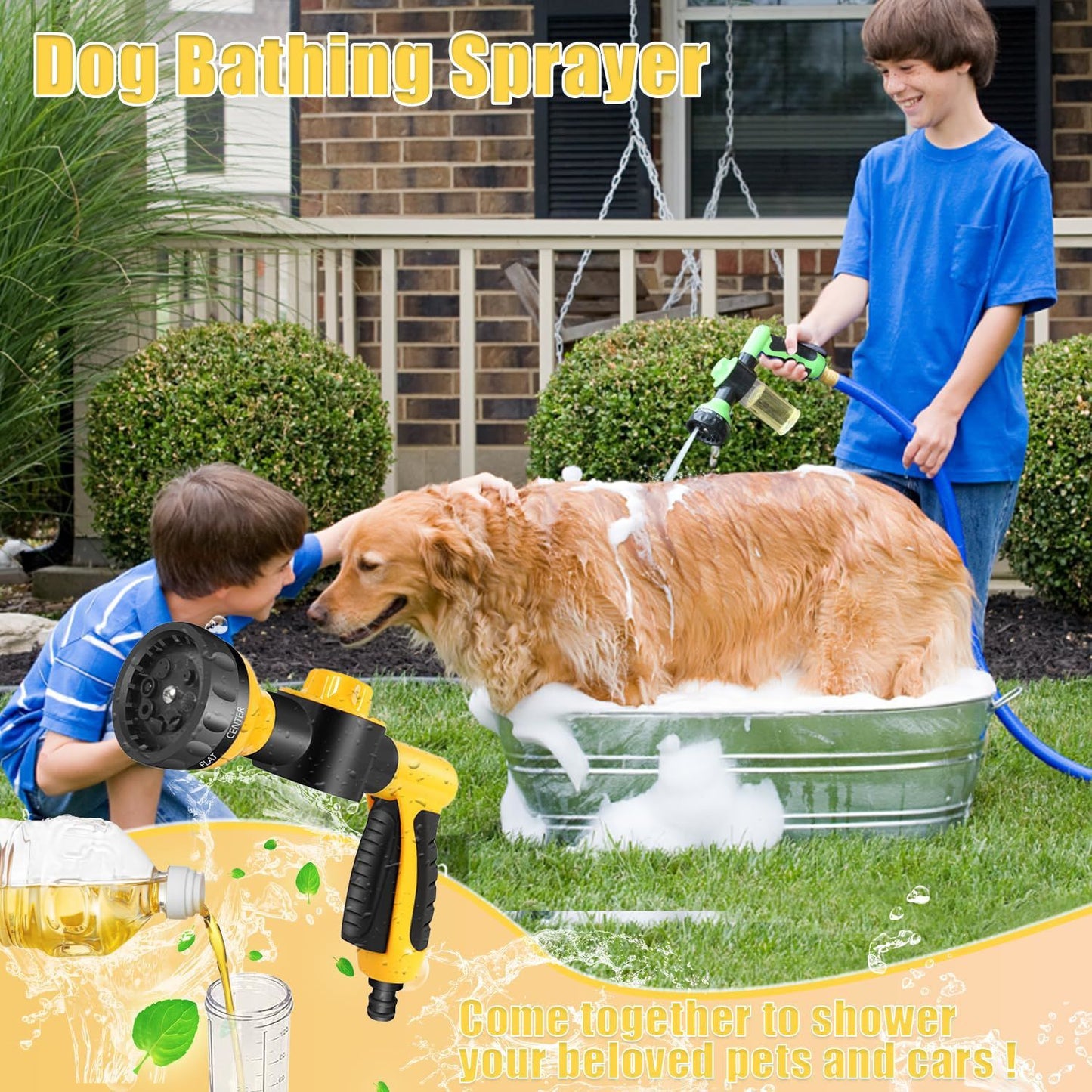 Car Wash Foam Gun for Vehicle, Plants, Lawn, Patio, Pets Showering