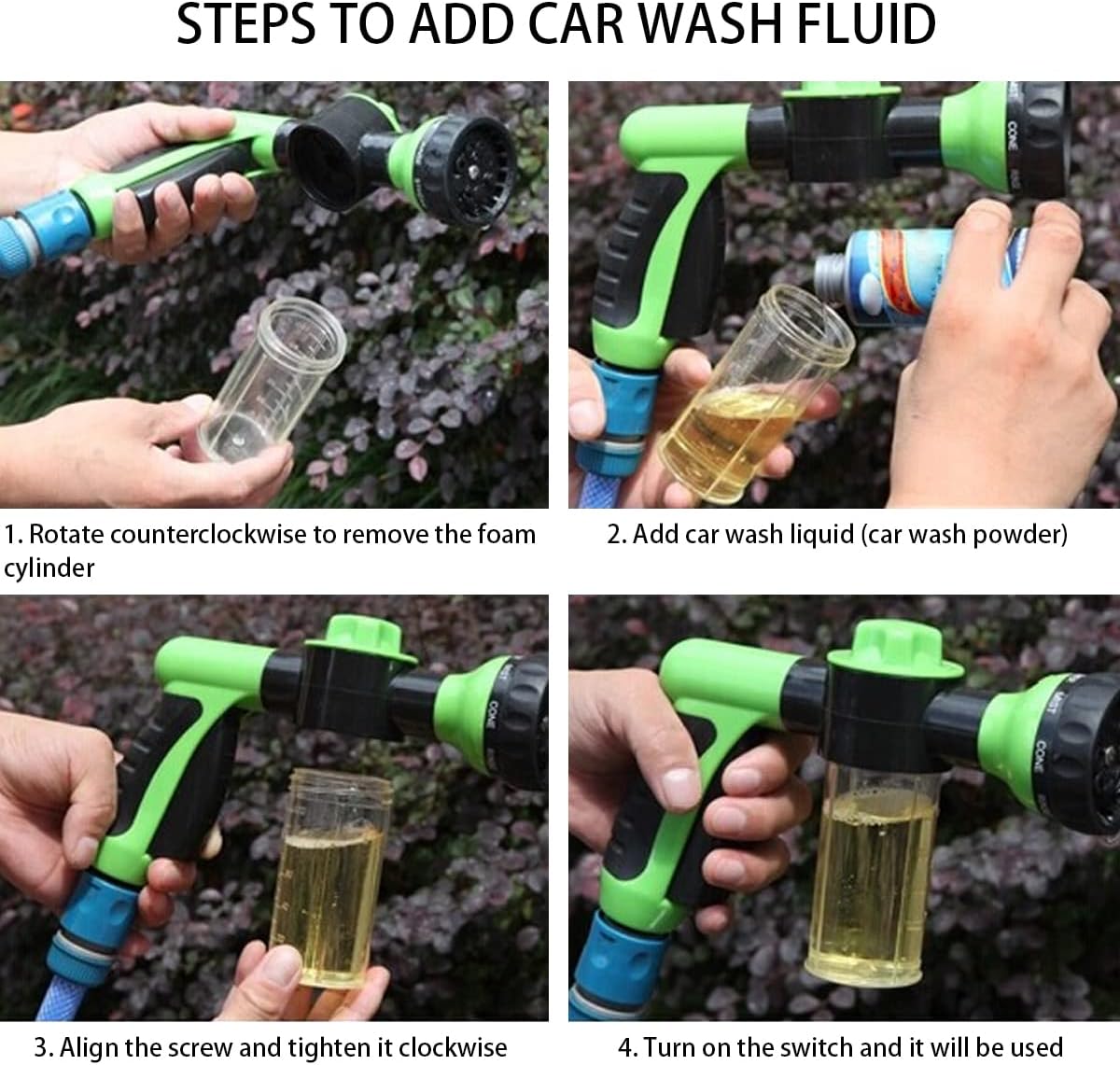 Car Wash Foam Gun for Vehicle, Plants, Lawn, Patio, Pets Showering