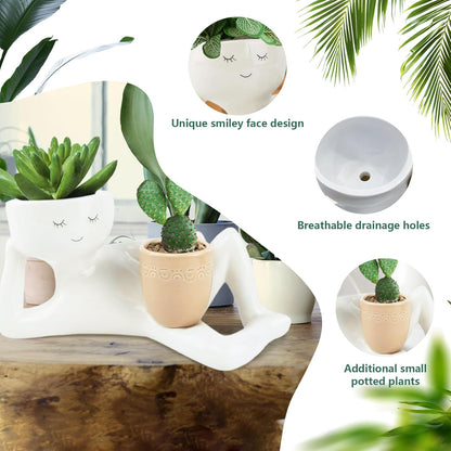 Lazy Guy Planter, Lazy Little Character Flowerpot, Relaxing Person Holding Pot Planter
