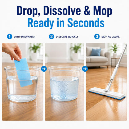 🧼🫧Multi-Surface Floor Cleaner Tablets, Deep Cleaning Floor Cleaning Solution Tablets for Hardwood, Tile, Laminate & Vinyl Floors, Blue Jasmine Scent, 30 Count
