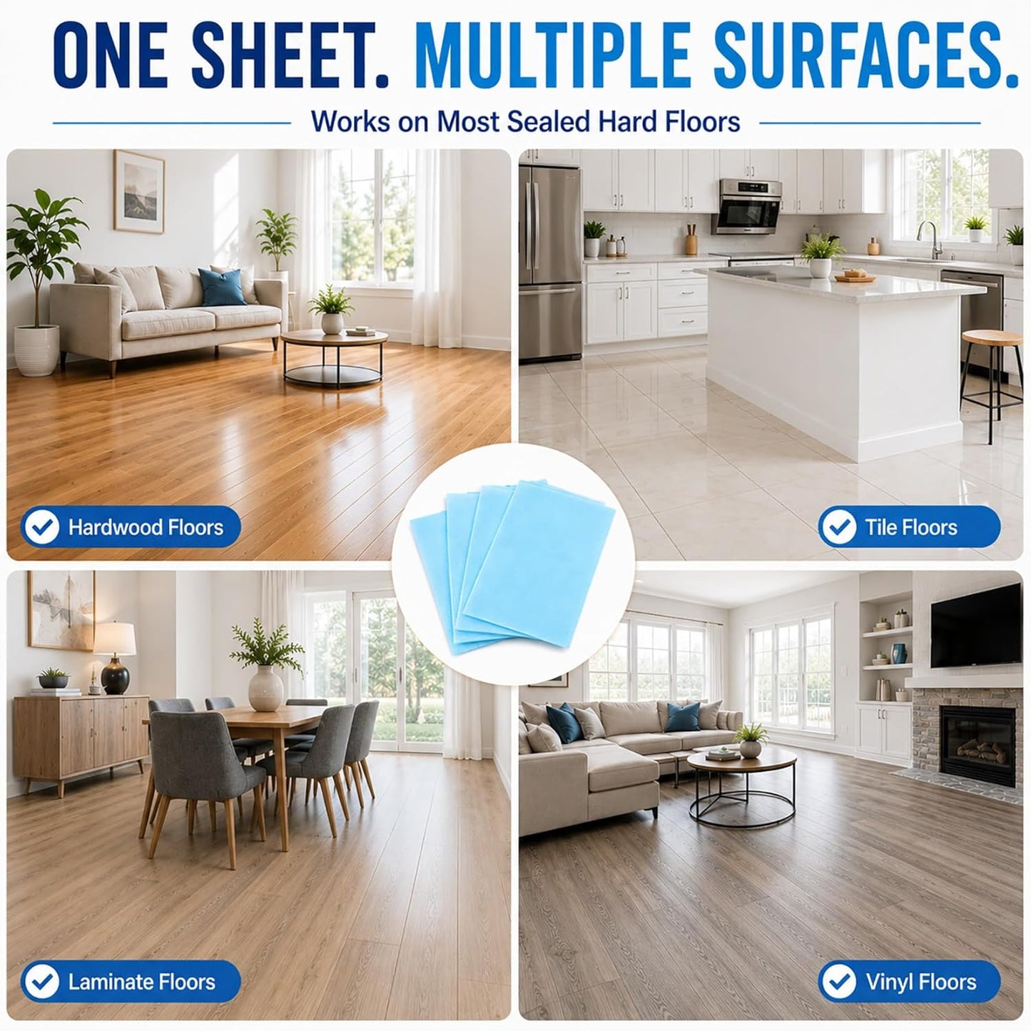 🧼🫧Multi-Surface Floor Cleaner Tablets, Deep Cleaning Floor Cleaning Solution Tablets for Hardwood, Tile, Laminate & Vinyl Floors, Blue Jasmine Scent, 30 Count