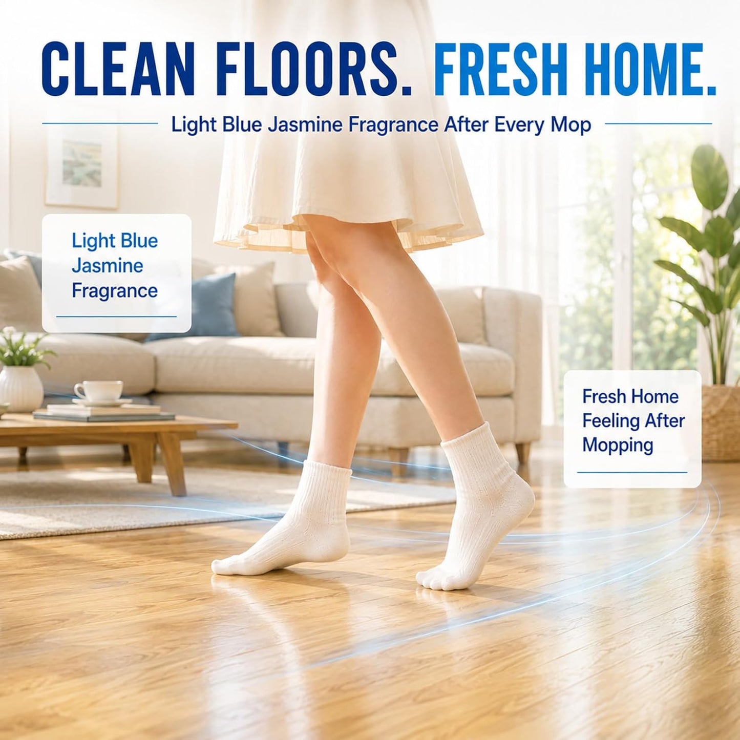 🧼🫧Multi-Surface Floor Cleaner Tablets, Deep Cleaning Floor Cleaning Solution Tablets for Hardwood, Tile, Laminate & Vinyl Floors, Blue Jasmine Scent, 30 Count