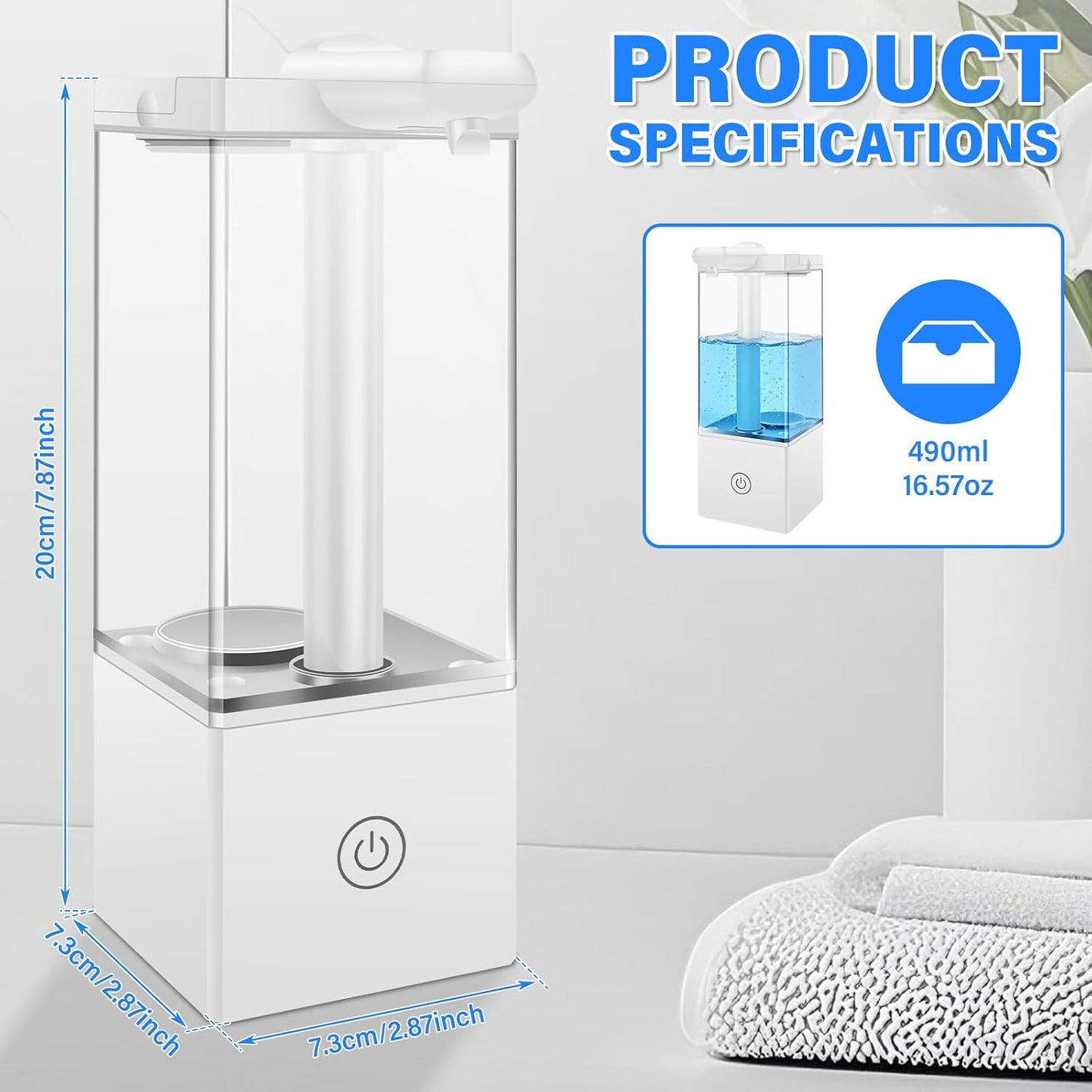 Automatic Soap Dispenser Touchless, 16.57 Oz/490 ml Hand Foam Soap Dispenser with Type-C Charging