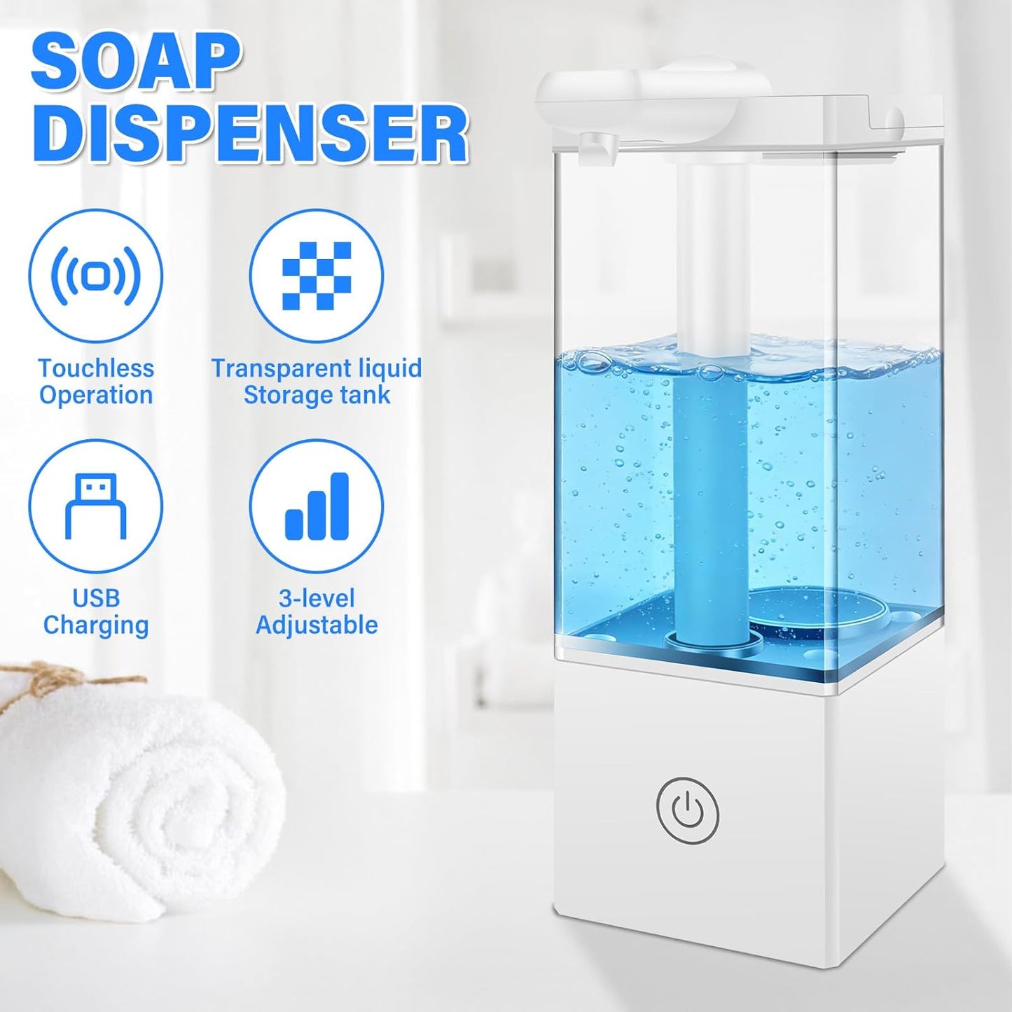 Automatic Soap Dispenser Touchless, 16.57 Oz/490 ml Hand Foam Soap Dispenser with Type-C Charging