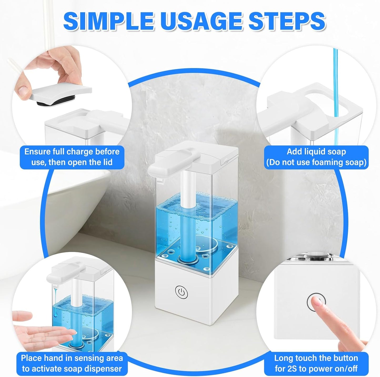 Automatic Soap Dispenser Touchless, 16.57 Oz/490 ml Hand Foam Soap Dispenser with Type-C Charging