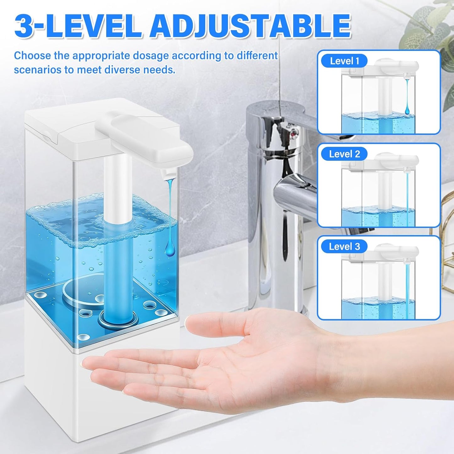 Automatic Soap Dispenser Touchless, 16.57 Oz/490 ml Hand Foam Soap Dispenser with Type-C Charging