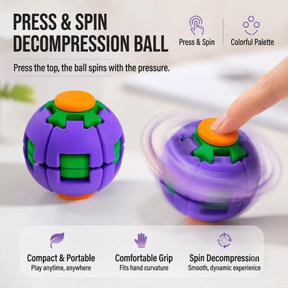 Fidget Spinner Decompression Ball, 360° Press & Spin Fidget Ball