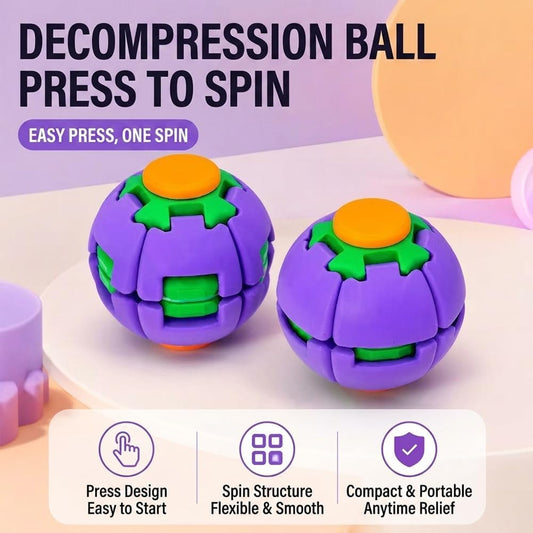 Fidget Spinner Decompression Ball, 360° Press & Spin Fidget Ball