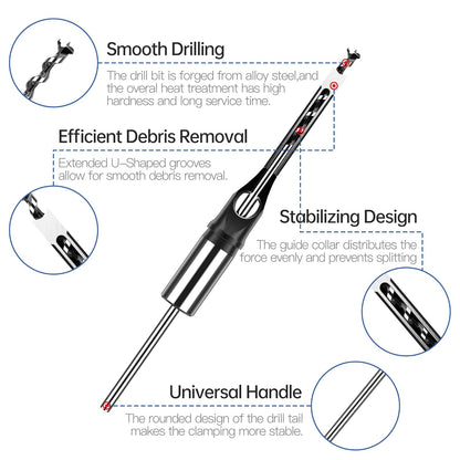 7pcs Square Hole Drill Bits, Mortise Chisel Drill Bit Tools 1/4", 5/16", 3/8", 9/16", 5/8", 1/2",3/4" HSS