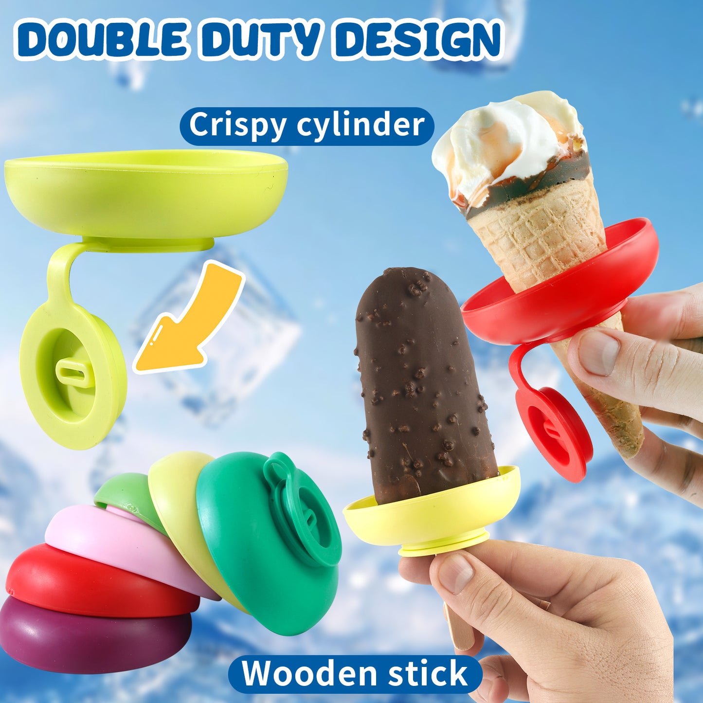 Silicone Ice Pop Holder - Drip Catcher 4 Count