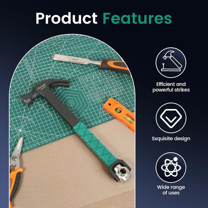 🛠️🛠️Heavy Duty Claw Framing Hammer - 17.5 oz High Carbon Steel Rip Claw Hammer with Side Nail Puller, Milled Face & Shock Absorbing Grip