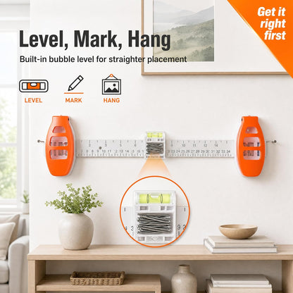 3-in-1 Picture Hanging Tool, Magnetic Nail Hanger with Level Ruler, No Hammer Wall Mount Tool
