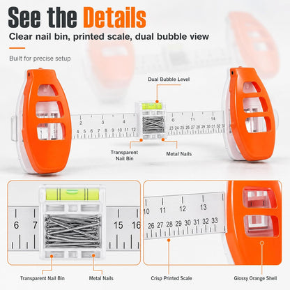 3-in-1 Picture Hanging Tool, Magnetic Nail Hanger with Level Ruler, No Hammer Wall Mount Tool