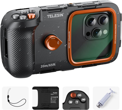 Universal Underwater Phone Case for Snorkeling and Diving Waterproof Housing for Photo & Video Handle Grip for iPhone 7-17 Pro/Pro Max/Plus/Mini, Galaxy S10-S26 Ultra/Plus and Most Phones