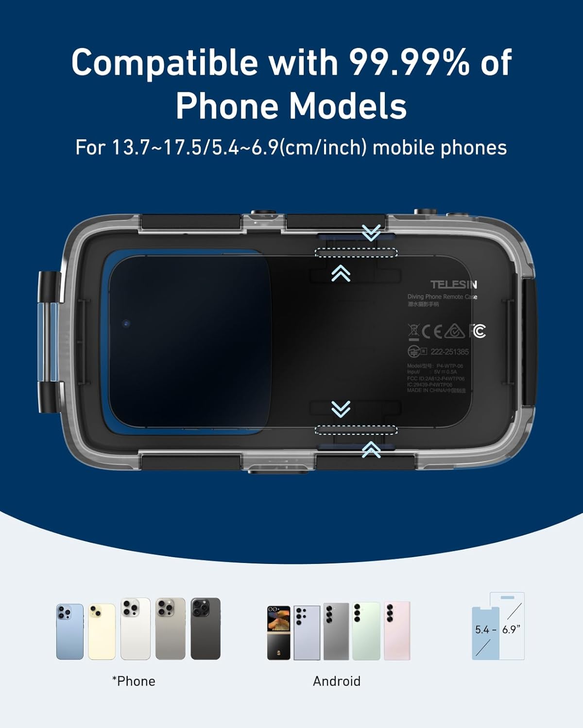 Universal Underwater Phone Case for Snorkeling and Diving Waterproof Housing for Photo & Video Handle Grip for iPhone 7-17 Pro/Pro Max/Plus/Mini, Galaxy S10-S26 Ultra/Plus and Most Phones