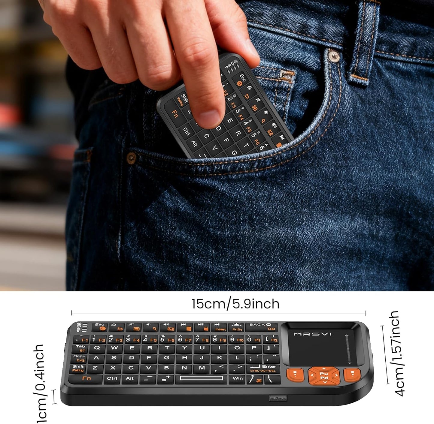 Mini Keyboard with Touchpad, Bluetooth + 2.4G Dual-Mode Ultra-Thin Portable Keyboard