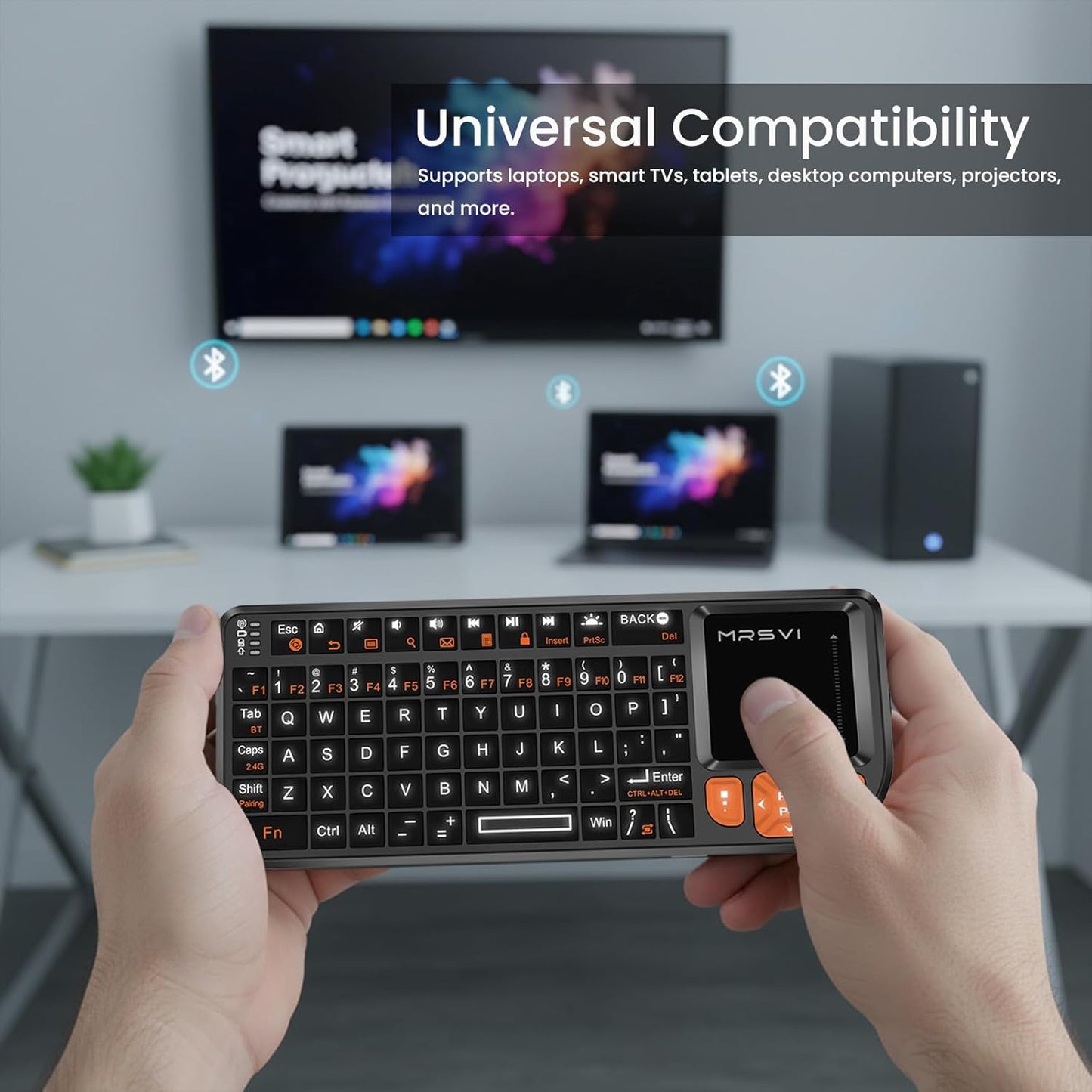 Mini Keyboard with Touchpad, Bluetooth + 2.4G Dual-Mode Ultra-Thin Portable Keyboard
