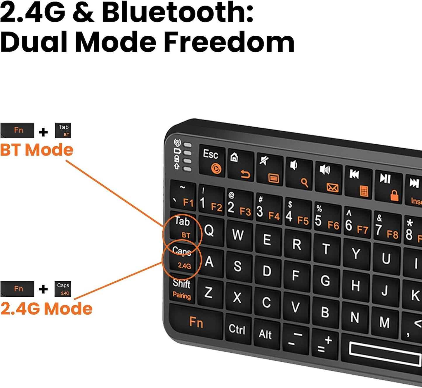 Mini Keyboard with Touchpad, Bluetooth + 2.4G Dual-Mode Ultra-Thin Portable Keyboard