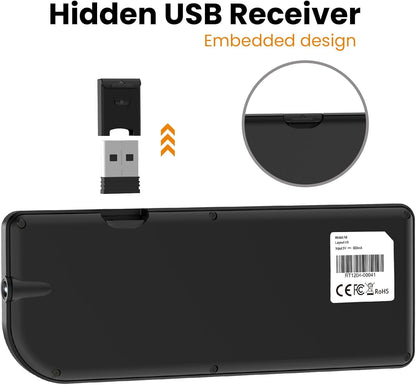 Mini Keyboard with Touchpad, Bluetooth + 2.4G Dual-Mode Ultra-Thin Portable Keyboard