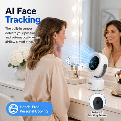 Smart Head Tracking Fan, 150° Auto-Follow Bathroom Sink Vanity Fan