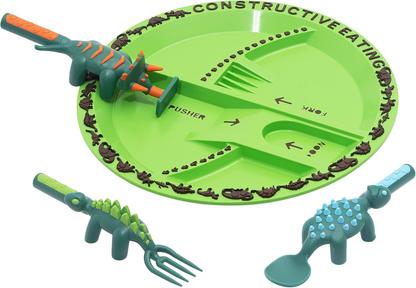 Dinosaur-Themed Plate & Utensil Set — Sectioned Tableware for Toddlers