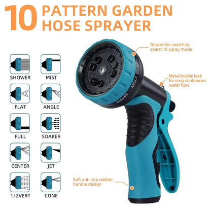 100FT Expandable Garden Hose with 10 Function Spray Nozzle, 3-Layer Latex Core(Color random)