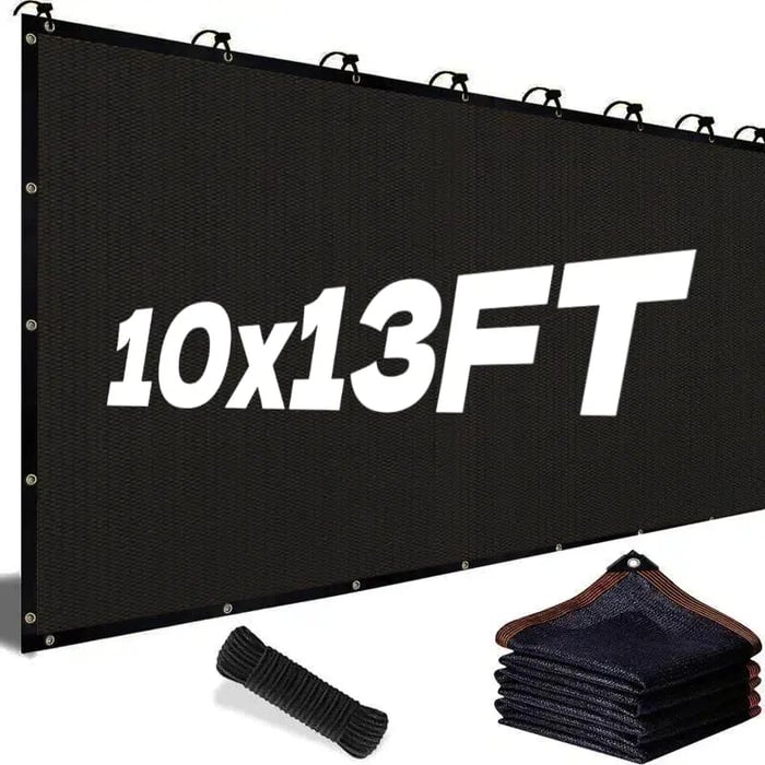 10x13 FT Sunshade Netting with Grommets - 70‑90% Shading PE Mesh Cloth for Garden, Patio, Greenhouse & Outdoor Use