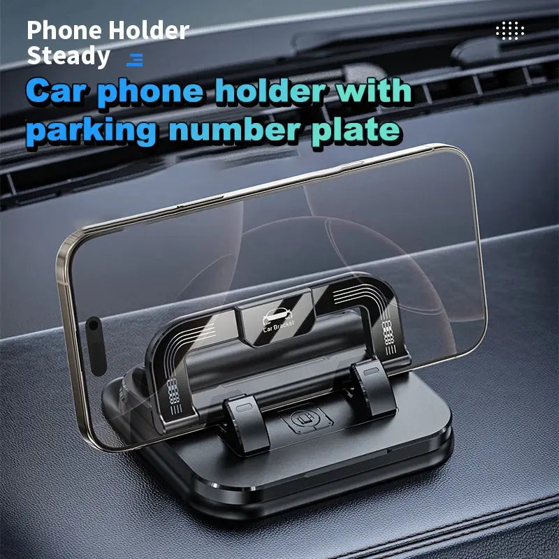 Car phone holder, portable mobile phone holder, stable and durable.In-built parking number plate function, quickly switch to a phone number plate