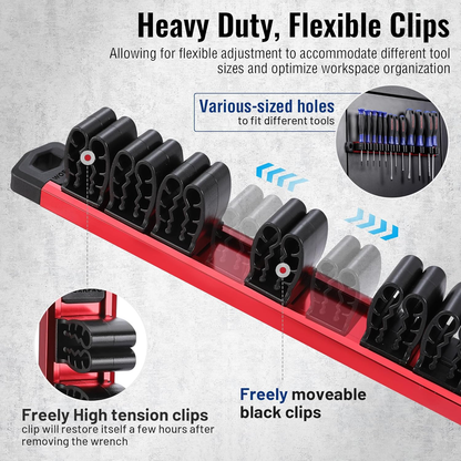 Magnetic Screwdriver Organizer and Wrench Organizer,12-Slot Screwdriver and Wrench Holder