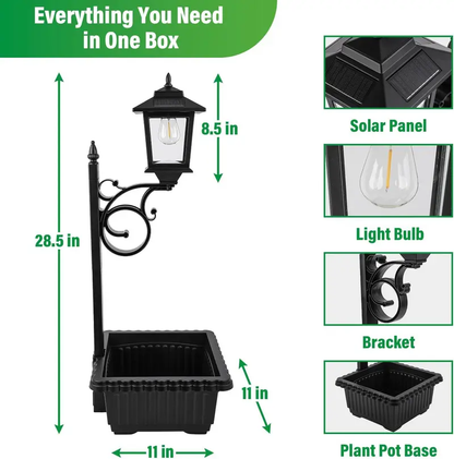 Solar Post Light With Planter, 2 In 1 Outdoor Solar Post Light For Porch Front Door Patio Roadside Decoration