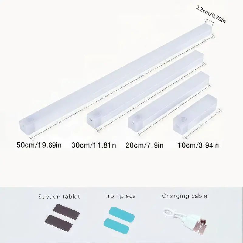 ✨️✨️Smart Human Motion Sensor LED Strip Light, Self-Adhesive Rechargeable Cabinet Wardrobe Drawer Night Light, Wall Mount Low Voltage Fixture